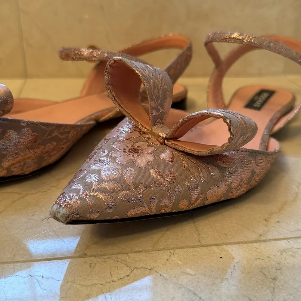 Rochas Pointed Brocade Flats in Pink (size 39) - Picture 3 of 8
